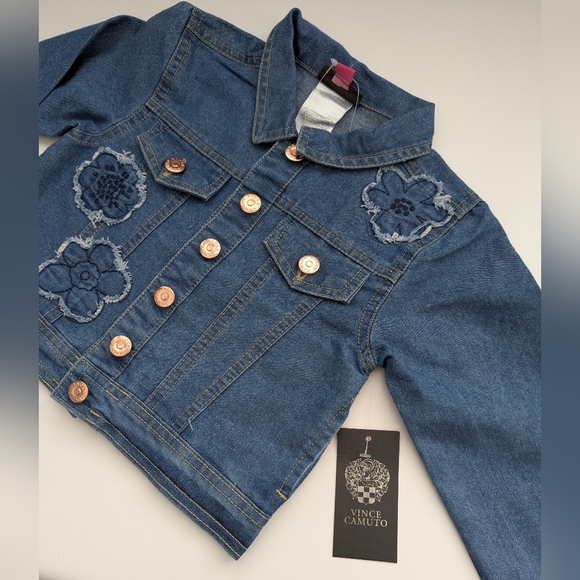 NWT Vince Camuto Kids (Sz 4) Jean Jacket w/Floral & Gold Accents & Side Pockets - Picture 9 of 11